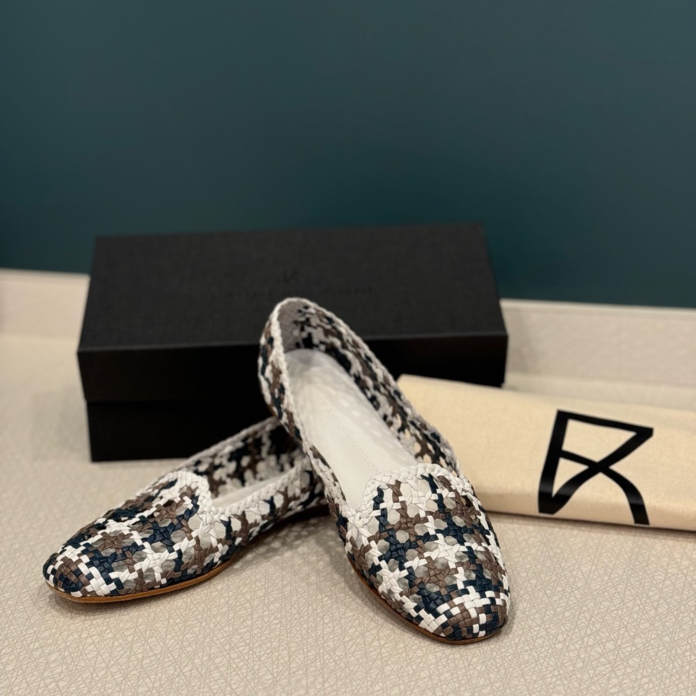 Fabio Rusconi Leather Woven Loafers with Box and Dust Bag Size 38/8